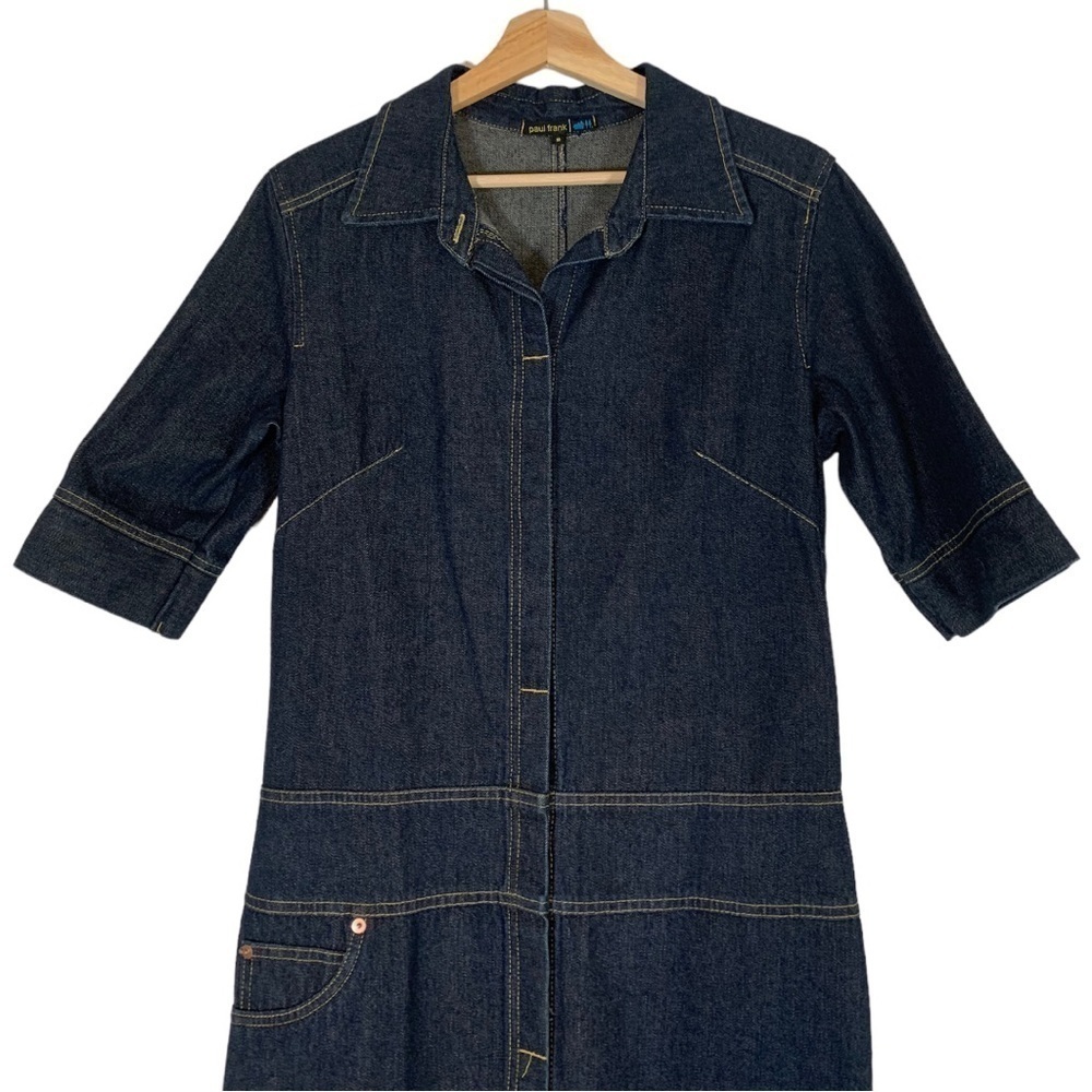 Vintage Paul Frank Denim Midi Dress Size 8 - Picture 4 of 8